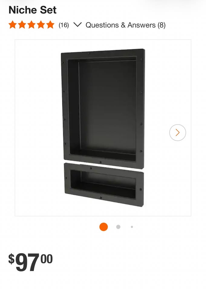 Tile Redi 16x26 Double Shower Niche Set Black RND1620S-6