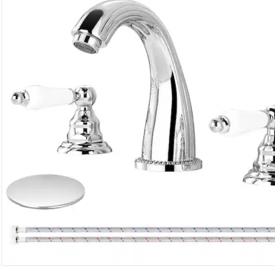 AKLFGN 8 in. Widespread 2-Handle Bathroom Faucet in Polished Chrome with Pop-Up Drain