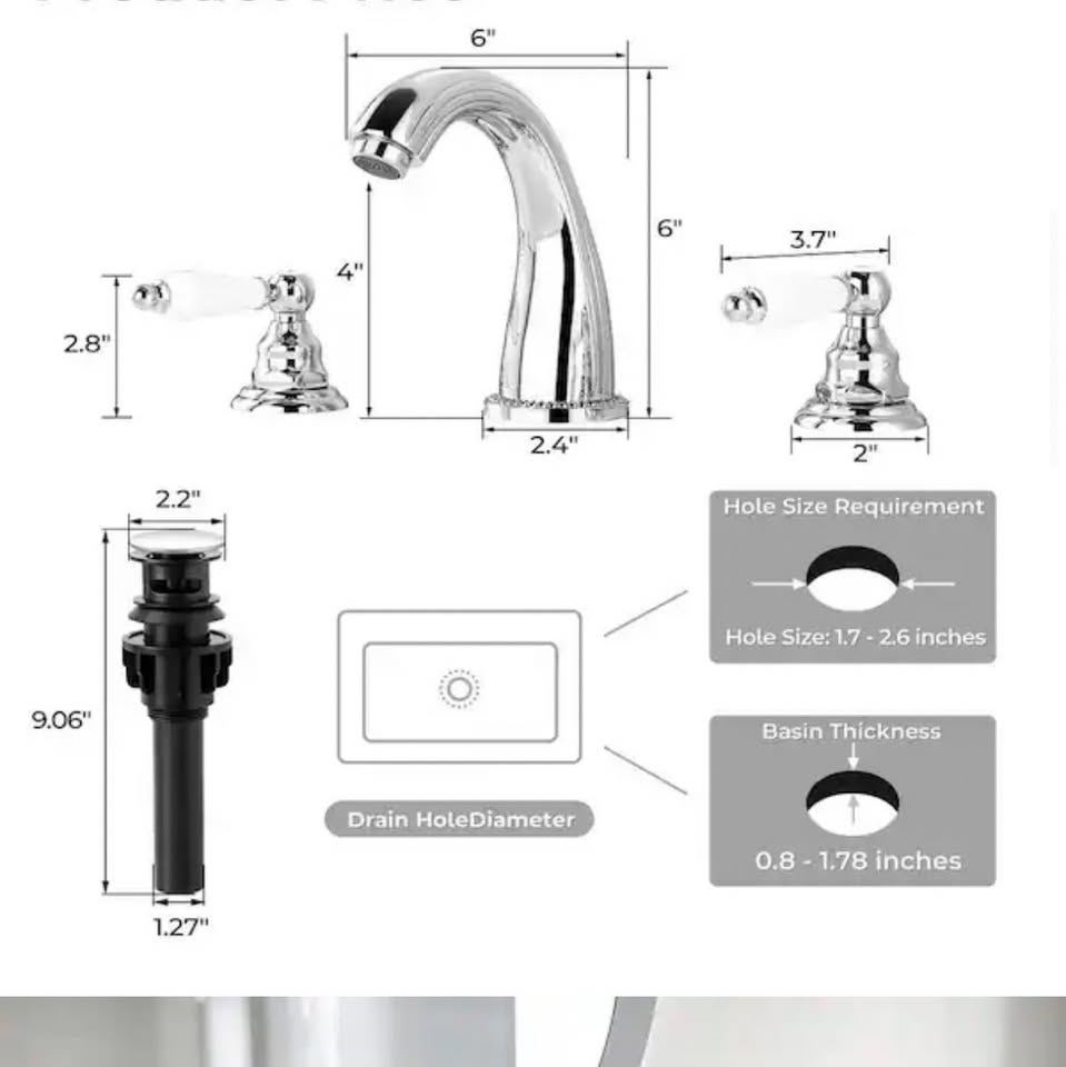 AKLFGN 8 in. Widespread 2-Handle Bathroom Faucet in Polished Chrome with Pop-Up Drain