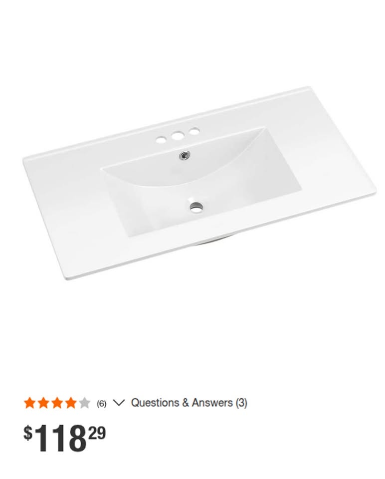 HOMEIBRO 36 in. Ceramic Vanity Top