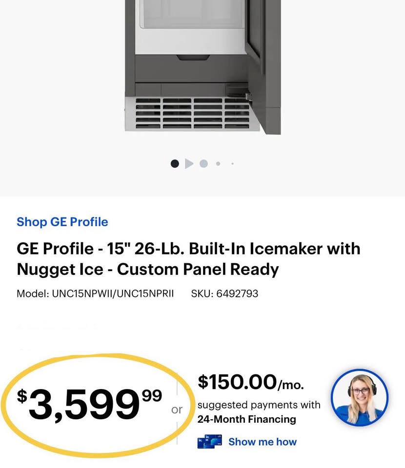GE Profile 15” Nugget Ice Maker – Panel Ready