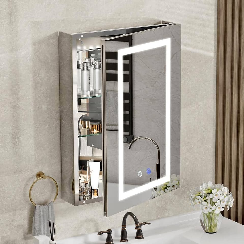 Simple Project 24 in. W x 30 in. H Lighted Medicine Cabinet with Mirror