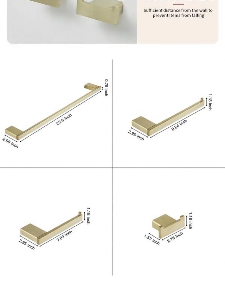 BWE 5-Piece Bath Hardware Set in Brushed Gold