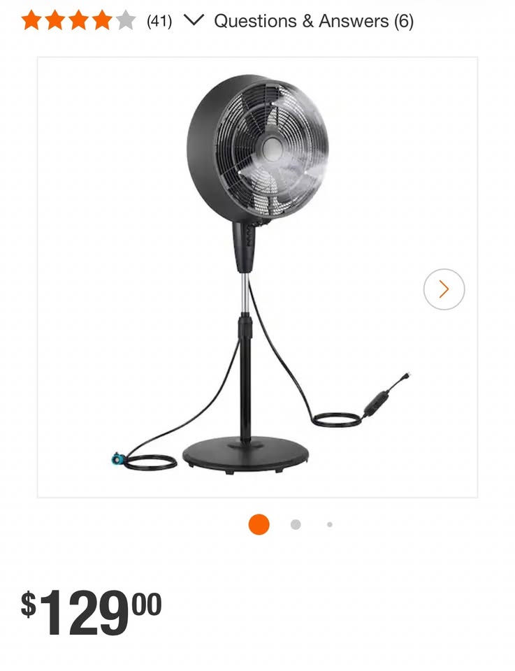 Pelonis 18 in. 3-Speed Outdoor Misting Pedestal Fan