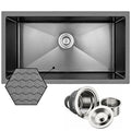 AKDY HEX 32 in. Undermount Single Bowl Gunmetal Black Stainless Steel Kitchen Sink