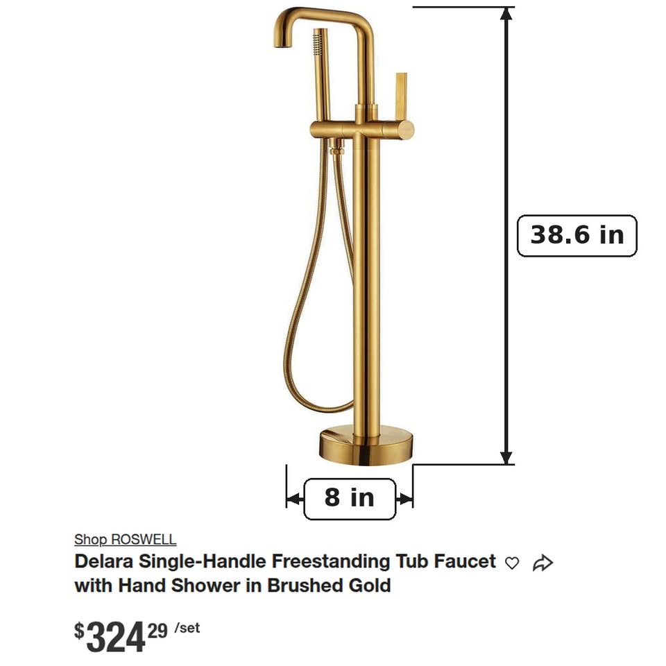 ROSWELL Delara Single-Handle Freestanding Tub Faucet with Hand Shower in Brushed Gold