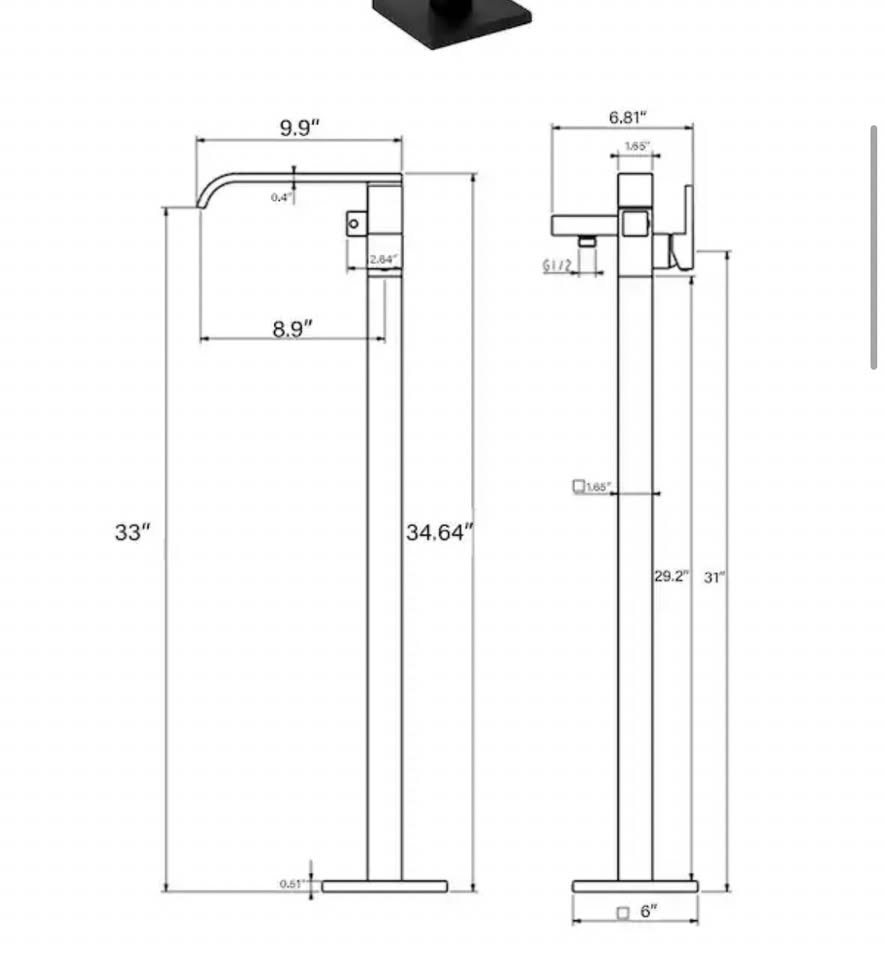 AKDY Freestanding Tub Faucet Matte Black