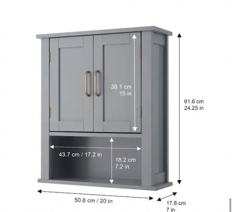 Teamson Home Grey Bathroom Wall Cabinet