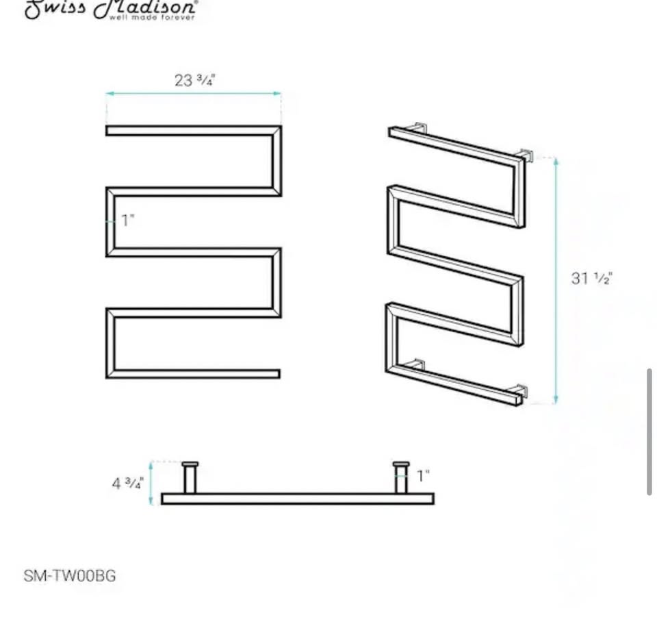 Swiss Madison 5-Bar Towel Warmer, Brushed Gold