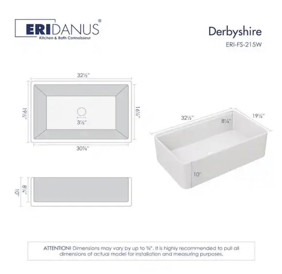Eridanus Derbyshire 33 in. Farmhouse Workstation Kitchen Sink