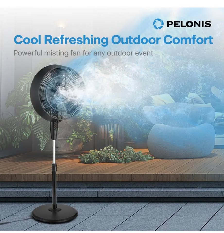 Pelonis 18 in. 3-Speed Outdoor Misting Pedestal Fan