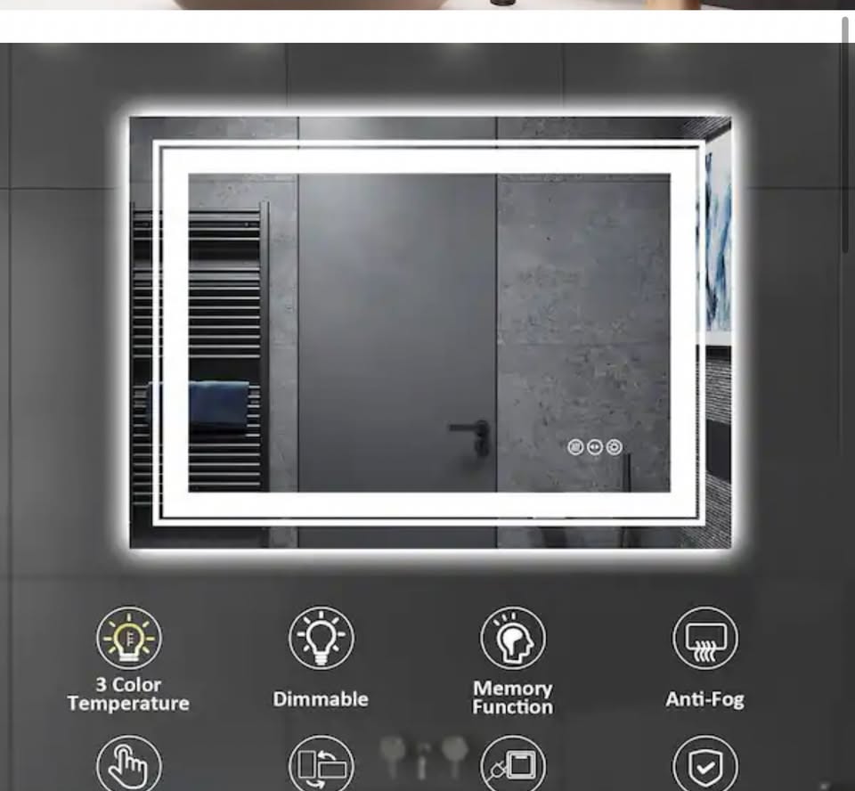 IOOI 20 x 28 in. Frameless Dimmable LED Anti-Fog Vanity Mirror
