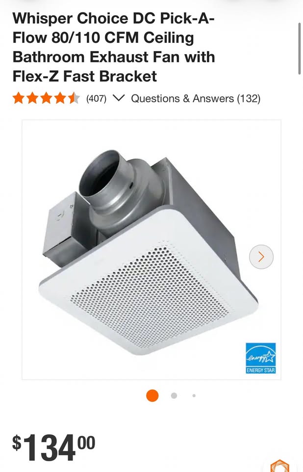 Panasonic WhisperChoice DC Bathroom Exhaust Fan 80/110 CFM RG-C811A