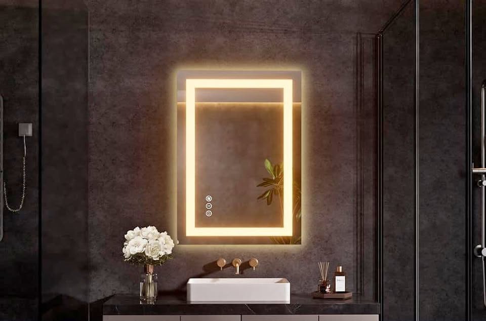 IOOI 20 x 28 in. Frameless Dimmable LED Anti-Fog Vanity Mirror