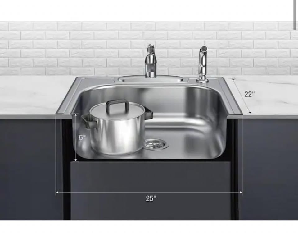 Glacier Bay 25 in. Drop-In Single Bowl Stainless Steel Kitchen Sink