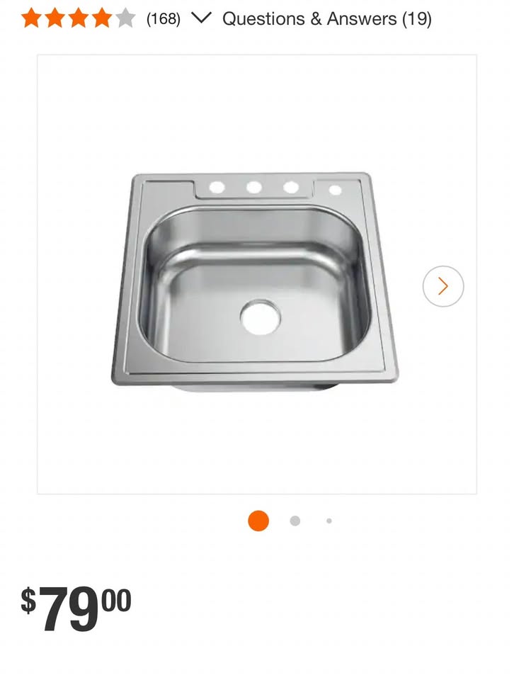 Glacier Bay 25 in. Drop-In Single Bowl Stainless Steel Kitchen Sink