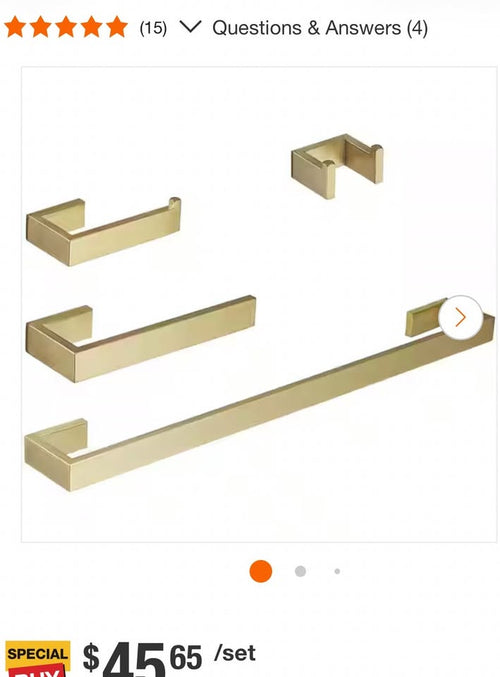 BWE 4-Piece Brushed Gold Bathroom Hardware Set