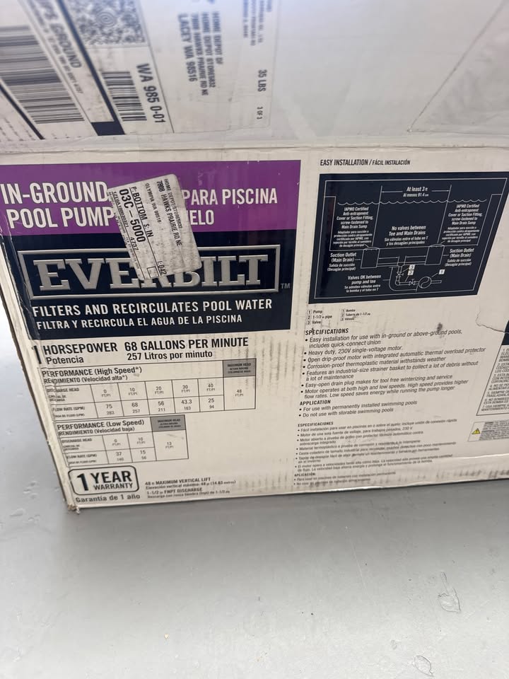 Everbilt 1 HP 2-Speed Pool Pump 230V