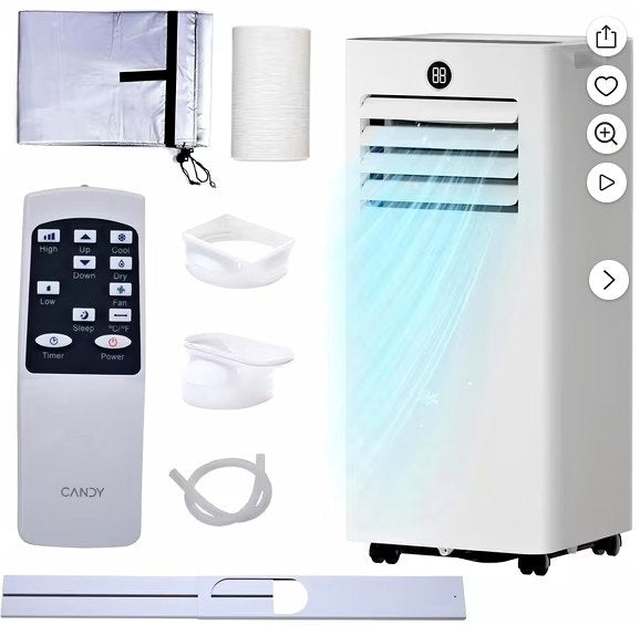 Candy 10,000 BTU Portable Air Conditioner - 4-in-1 with Remote and Window Kit