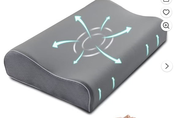 Kingrest Cooling Memory Foam Pillow - Cervical Neck Pillow for Side, Back & Stomach Sleepers