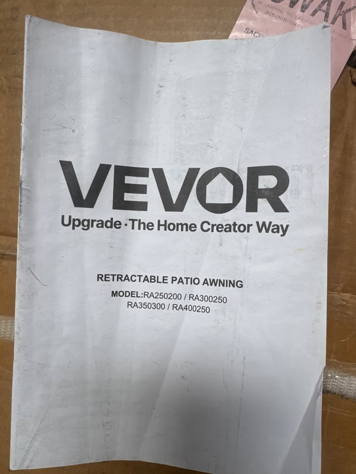 VEVOR Manual Retractable Patio Awning 10 x 8 ft - Beige