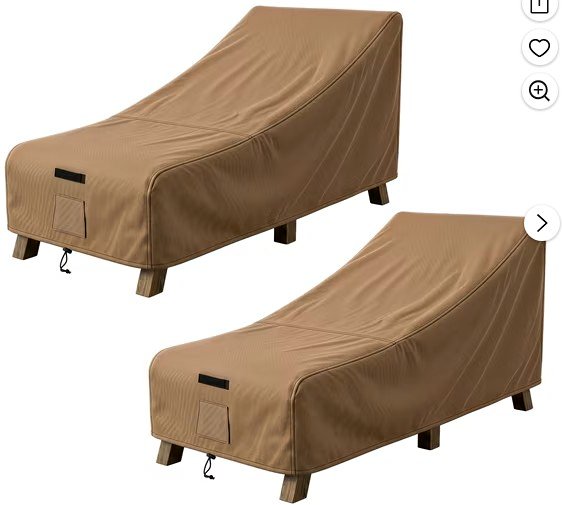 Pure Garden Waterproof Outdoor Chaise Lounge Covers - 2-Pack, Tan (76" x 32" x 32")