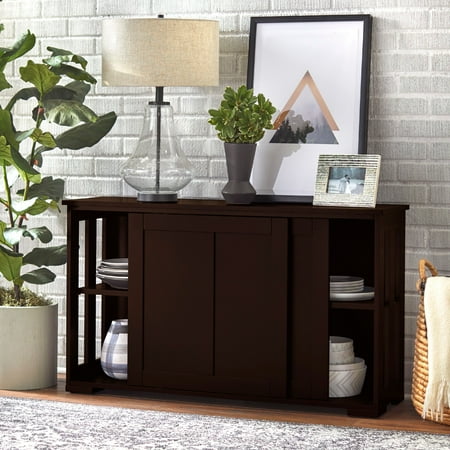 Buylateral Pacific Stackable Cabinet with Sliding Wood Doors - Espresso