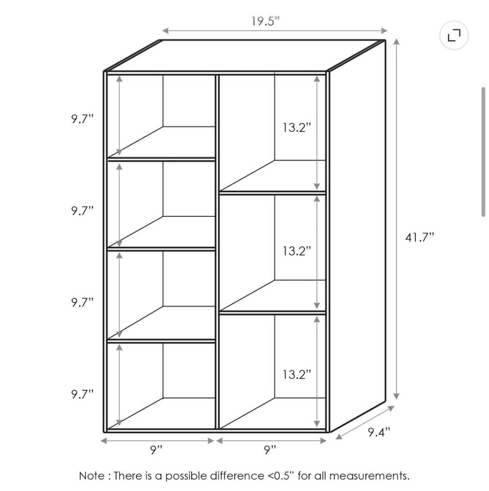 Furinno 7-Cube Open Shelf Bookcase, Shelving Unit, Reversible – White