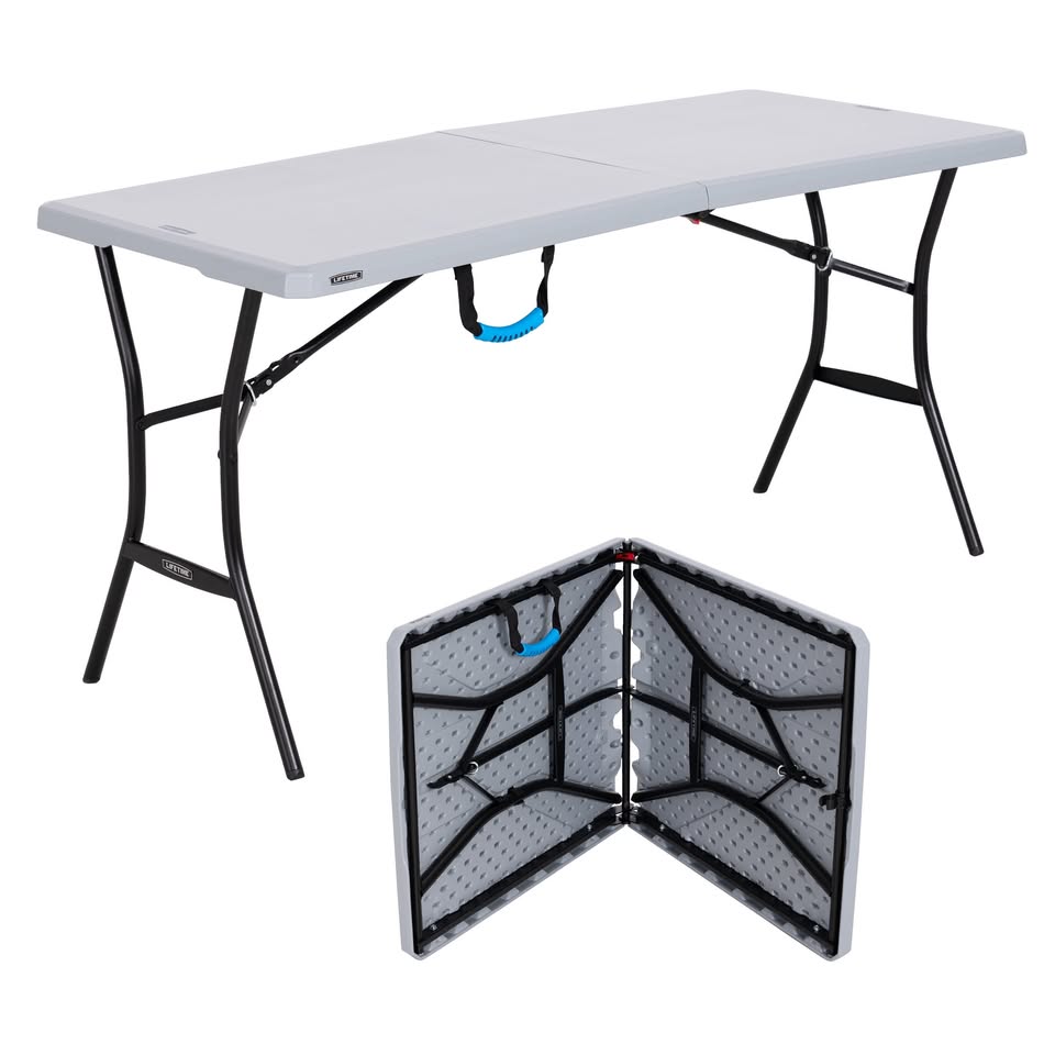 Lifetime 5 ft Fold-in-Half Folding Table – Indoor/Outdoor, Gray