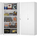 FATIGOS 71 in. Metal Storage Cabinet with Locking Doors – White Garage Cabinet